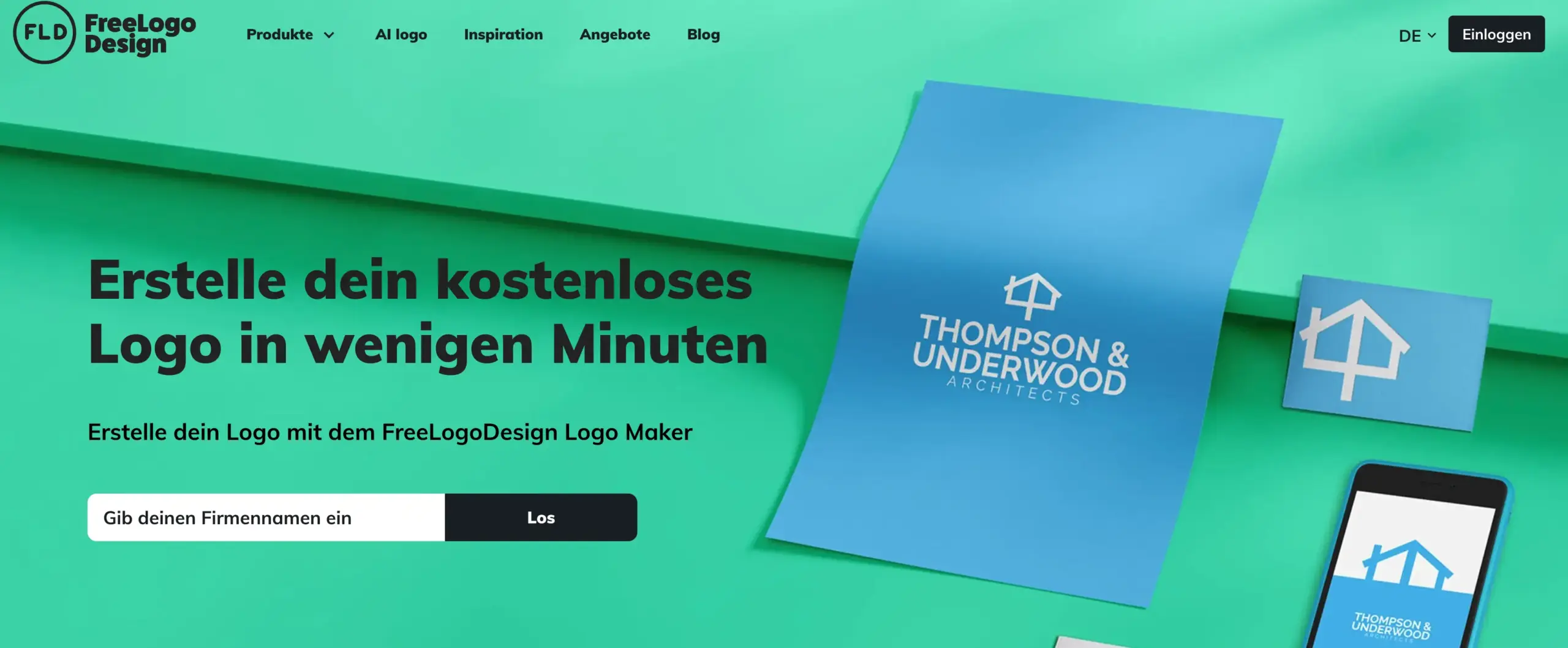 Auf dem Foto sieht man die Anmeldeseite von Free Logo Design